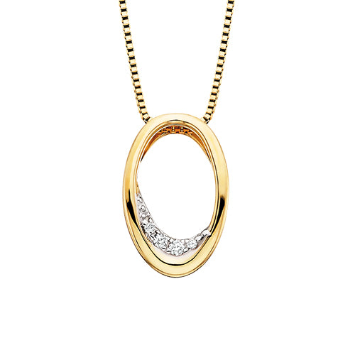 Sterling Silver, Gold Plated Oval Diamond Necklace