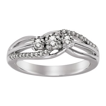 14K White Gold 0.50ct Three Stone Diamond Ring