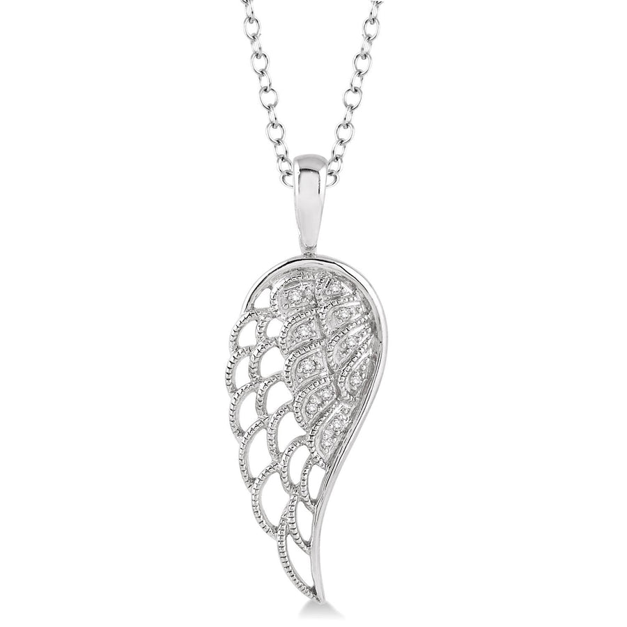 Sterling Silver Diamond Angel Wing Necklace