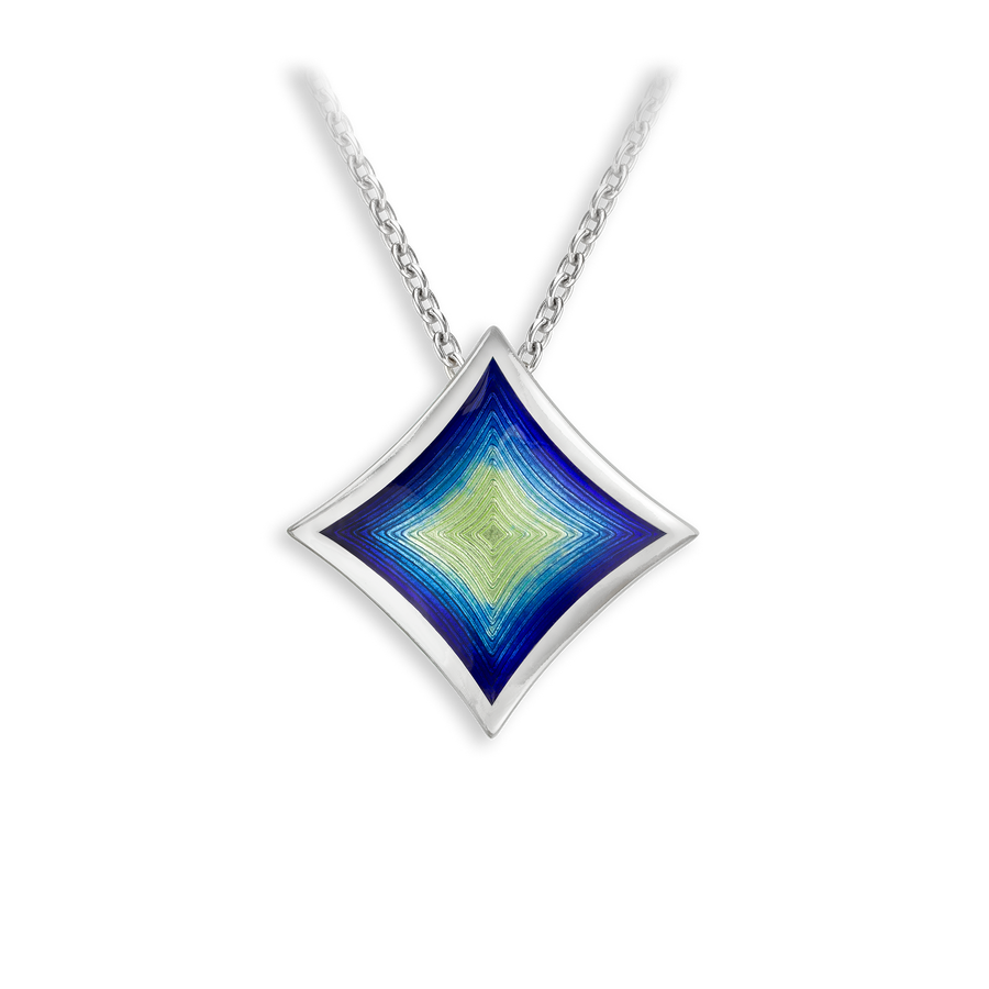 Sterling Silver Diamond Shaped Enameled Necklace