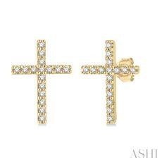 10K Yellow Gold 0.10ct Diamond Cross Earrings