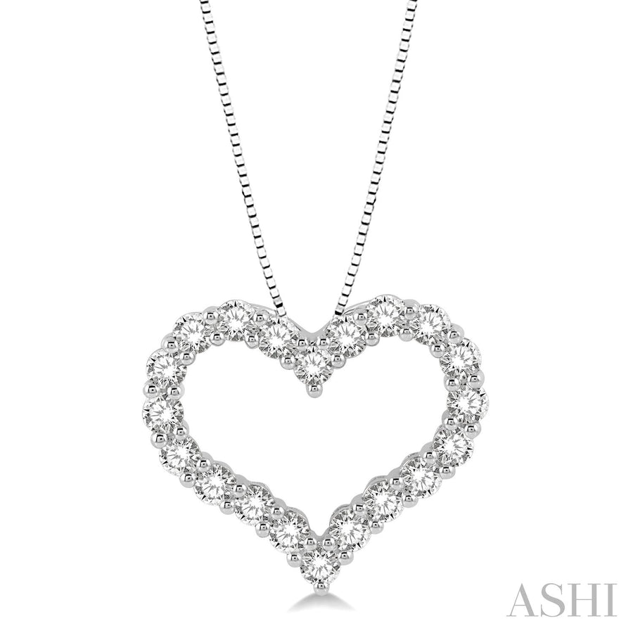 14K White Gold 1.00ct Diamond Heart Necklace