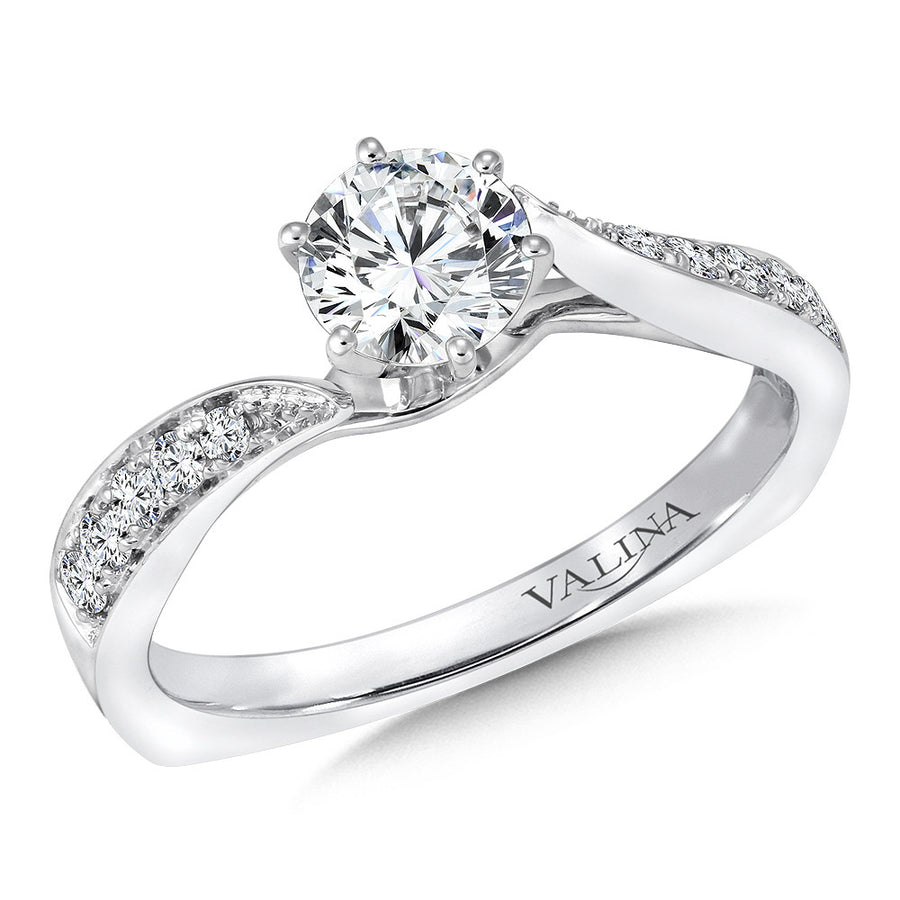 14K White Gold 0.15ct Diamond Semi-Mount Engagement Ring