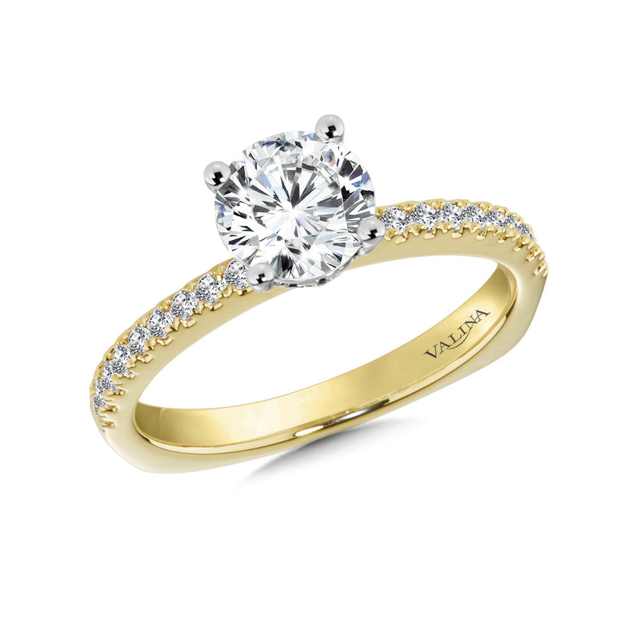 14K Yellow Gold 0.23ct Diamond Semi-Mount Engagement Ring