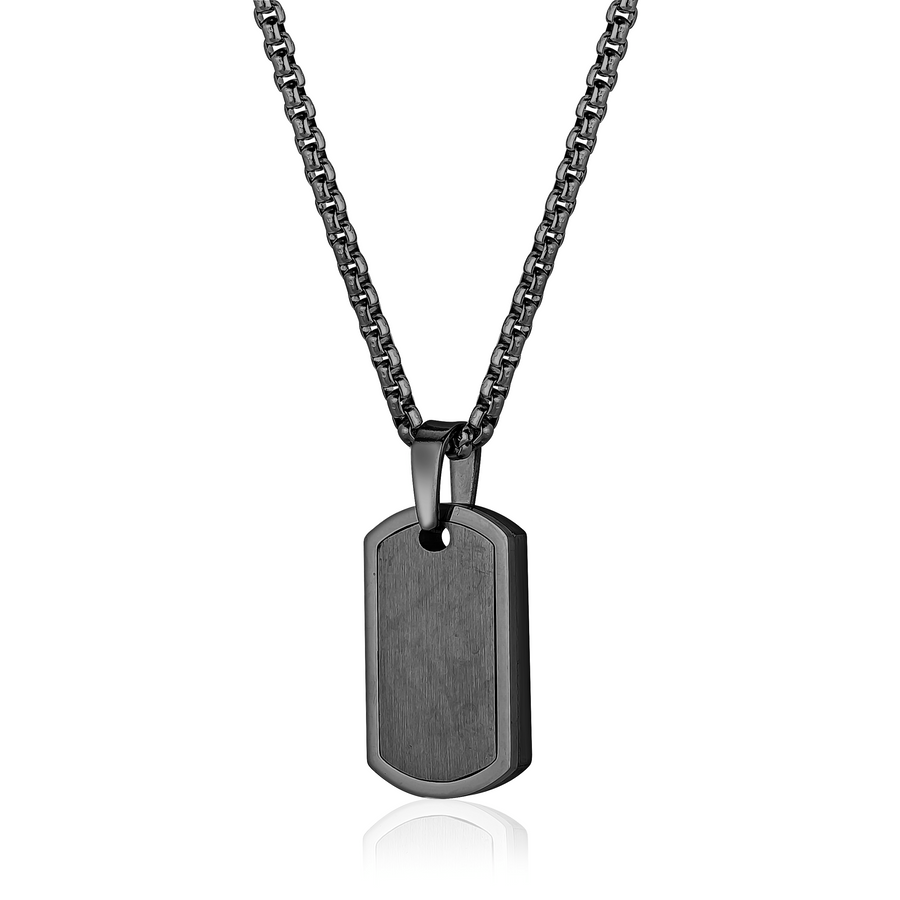 Stainless Steel Gun IP Matte Polished Dog Tag Necklace on 22