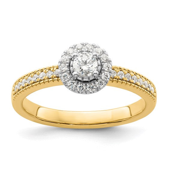 14k Two-tone Diamond Halo Engagement Ring