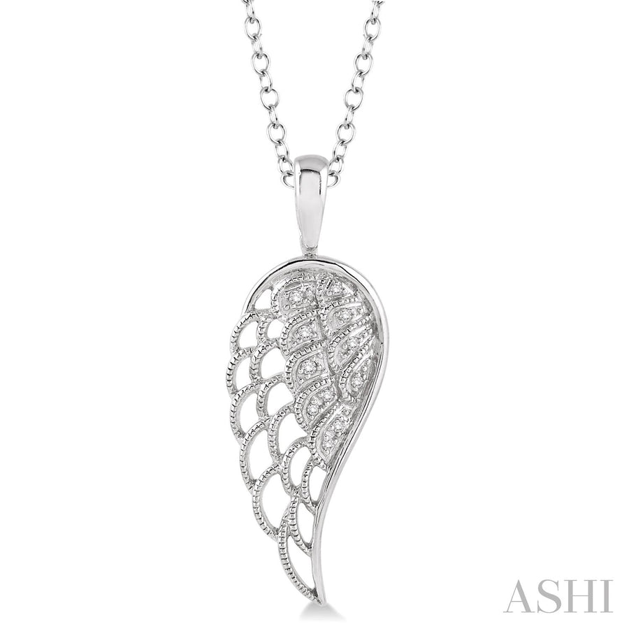 Sterling Silver Diamond Angel Wing Necklace
