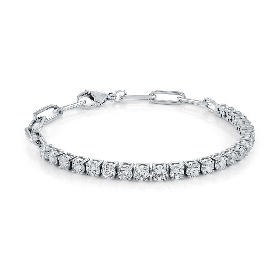 Stainless Steel 4mm Cubic Zirconia 8